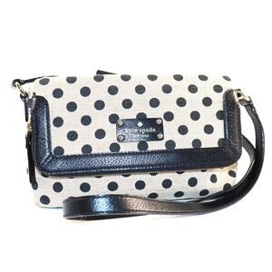 Kate Spade Polka Dot Canvas Crossbody Bag with Red Lining